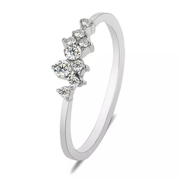 Jewelry - Dainty Silver Tone Cubic Zirconia Ring